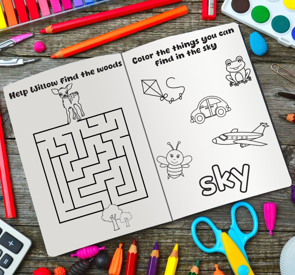 The mazes, word searches, and object pages promote problem-solving and confidence.