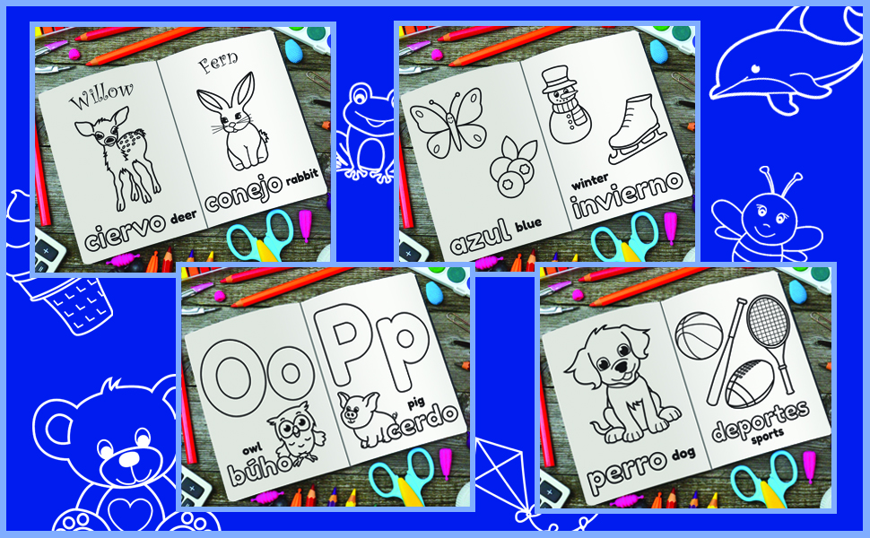 Over 100 Original Drawings | ABCs, 123s, First Words, Colors, Seasons, and More in Both English and Spanish | For ages 2+