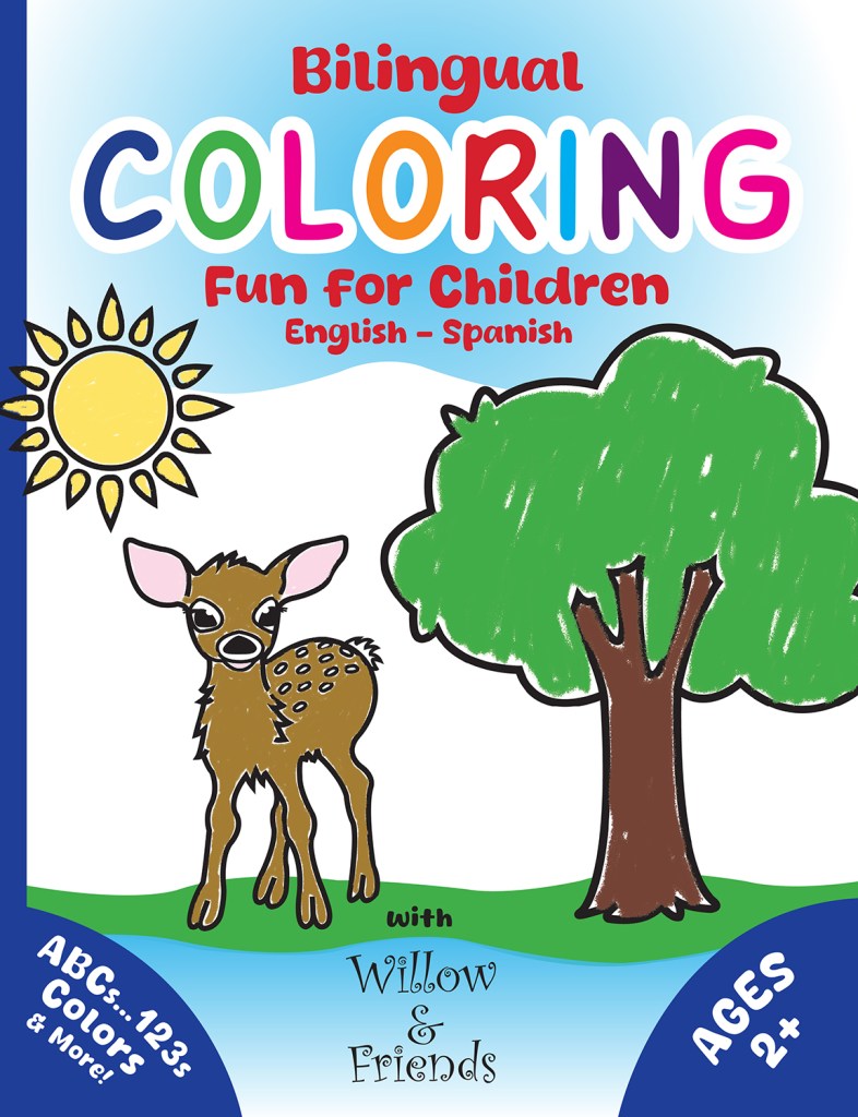 Bilingual coloring book for children with English-Spanish translations
